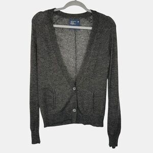 American Eagle Women’s Wool Mohair Lightweight Preppy Y2K Cardigan Small Gray